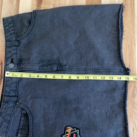 JUNKFOOD DEF LEOPARD PATCHED BLACK DENIM SKIRT SIZE 7 - Picture 10 of 10